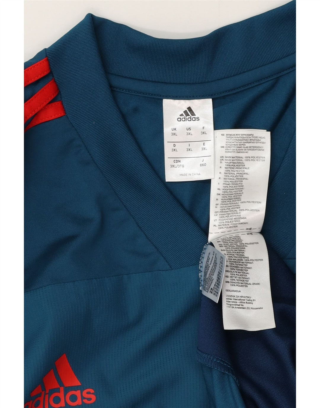 Ανδρικό τοπ Adidas μακρυμάνικο 3XL μπλε χρώματος πολυεστέρας