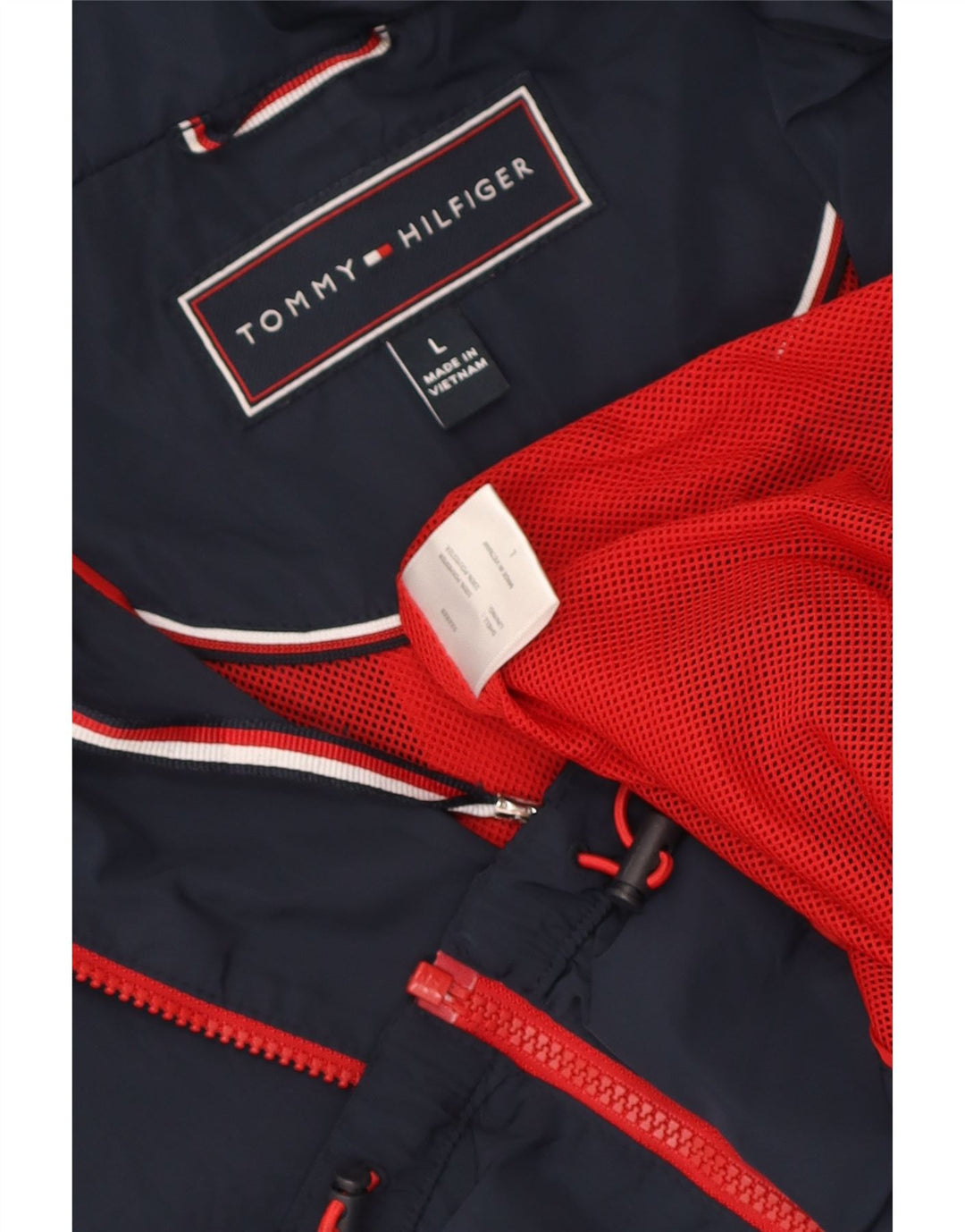 Tommy Hilfiger Γυναικείο μπουφάν βροχής με κουκούλα UK 16 Μεγάλο Navy Blue Polyester