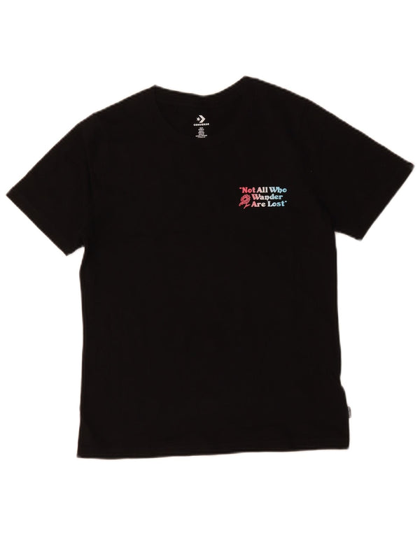 Γυναικείο γραφικό μπλουζάκι Converse Top UK 10 Small μαύρο βαμβακερό