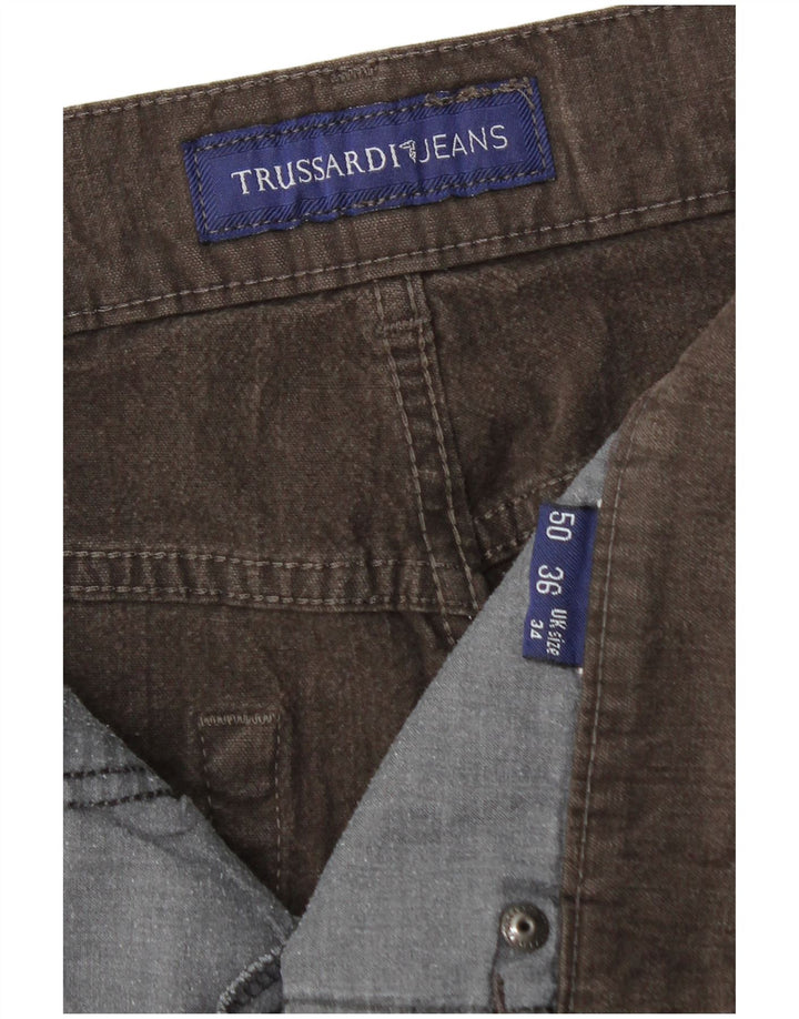 TRUSSARDI Ανδρικό ίσιο casual παντελόνι IT 50 μεγάλο W34 L29 καφέ