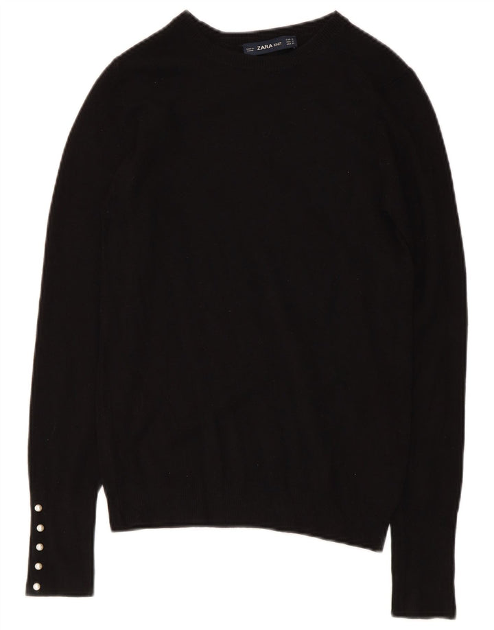 Zara Γυναικείο πουλόβερ με λαιμόκοψη UK 8 Small Black