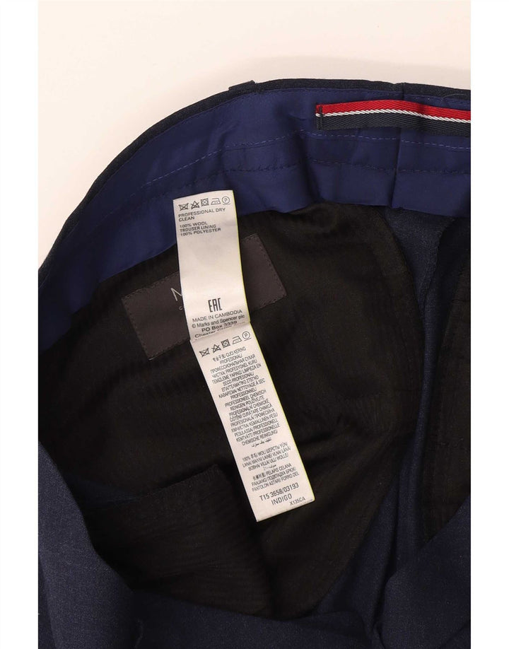 Marks & Spencer Ανδρικό Slim Suit Παντελόνι W32 L31 Navy Blue Wool