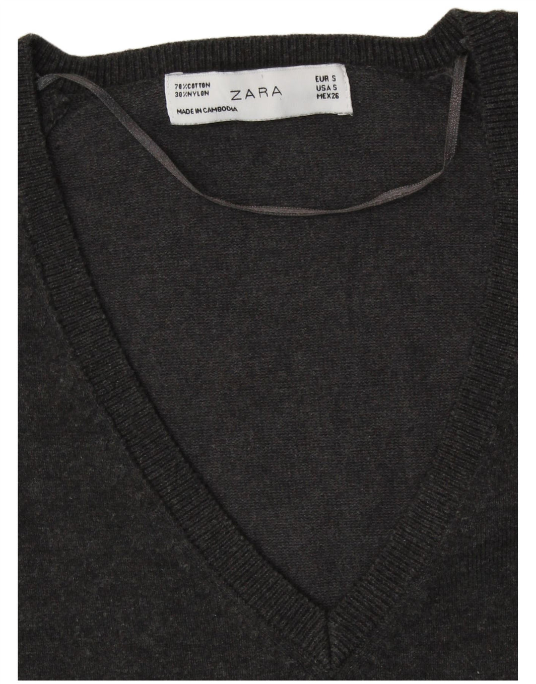 Γυναικείο πουλόβερ ZARA με V λαιμόκοψη UK 10 Small Grey
