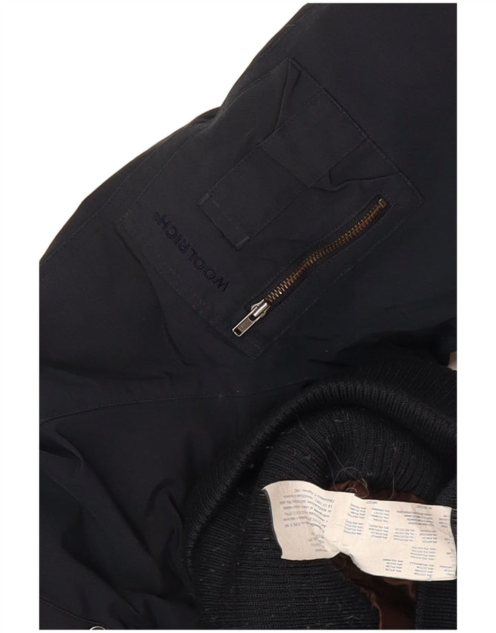 Woolrich Γυναικείο μπουφάν με κουκούλα UK 12 Medium Navy Blue από βαμβάκι