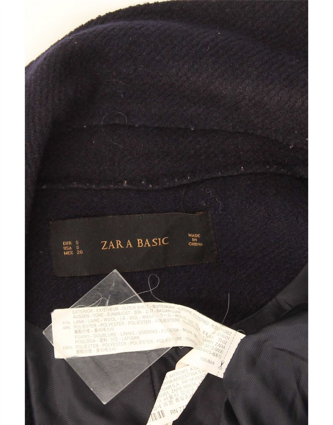 Zara Γυναικείο Longline Open Gilet UK 10 Small Navy Blue Wool