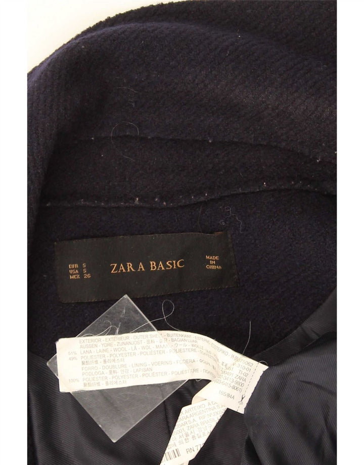 Zara Γυναικείο Longline Open Gilet UK 10 Small Navy Blue Wool