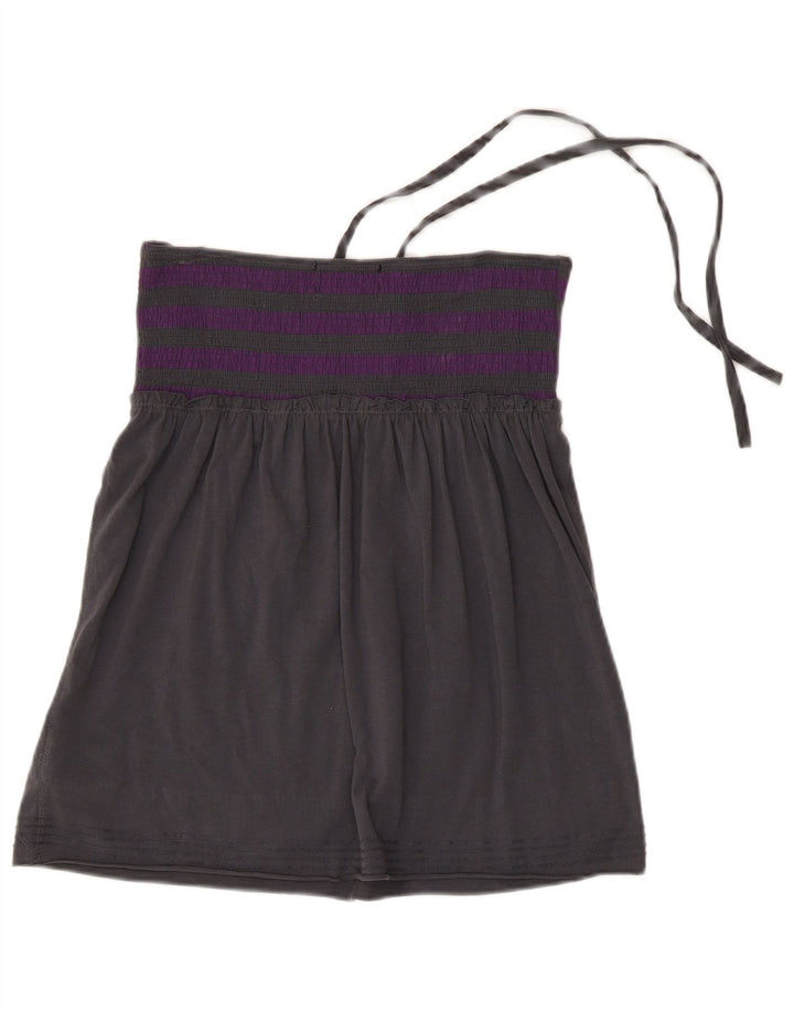 Vans Womens Crop Halter Top UK 14 Large γκρι ριγέ βαμβακερό