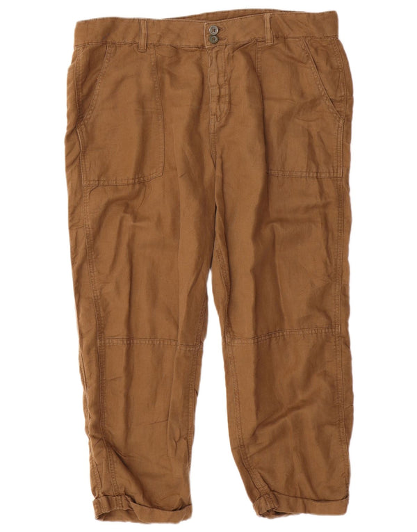 Γυναικείο Cropped Παντελόνι Calvin Klein Large W34 L23 Καφέ Λινό