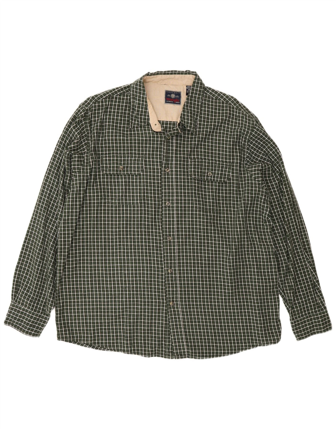 Ανδρικό φανελένιο πουκάμισο Wrangler XL Green Check
