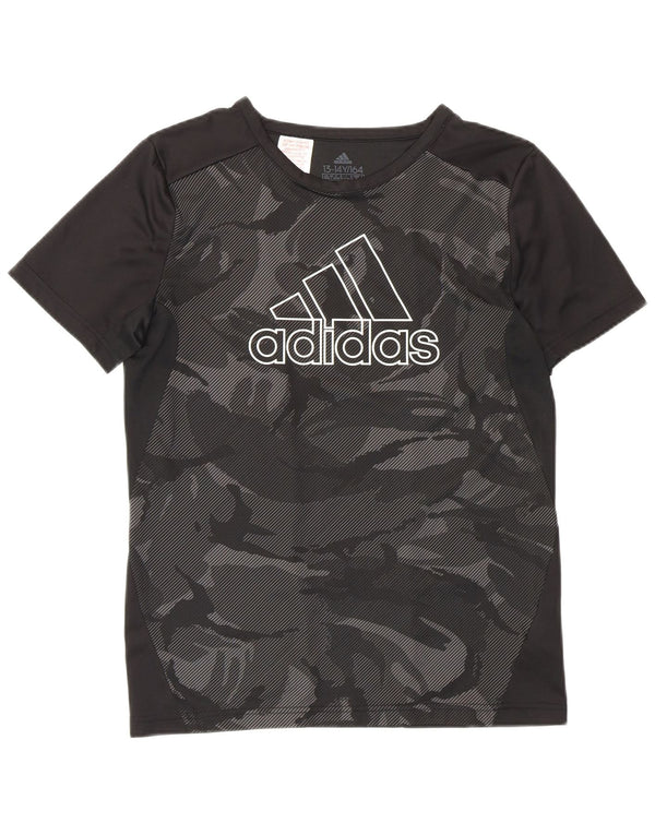 Γραφικό μπλουζάκι Adidas Boys Top 13-14 ετών Μαύρο γεωμετρικό σπορ