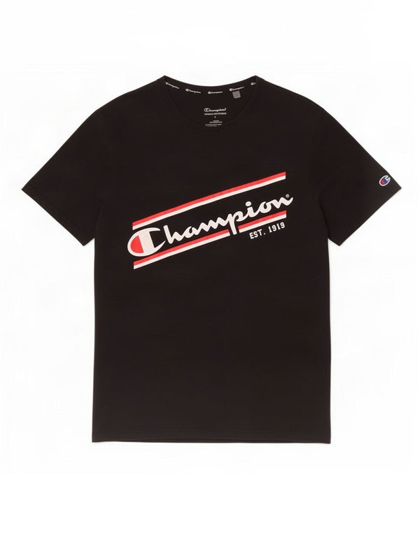 Ανδρικό γραφικό T-Shirt Champion Top μεγάλο μαύρο βαμβακερό