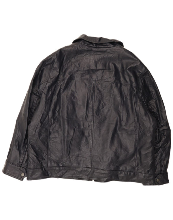 Ανδρικό δερμάτινο μπουφάν Tommy Hilfiger UK 46 3XL Navy Blue Πολυουρεθάνης