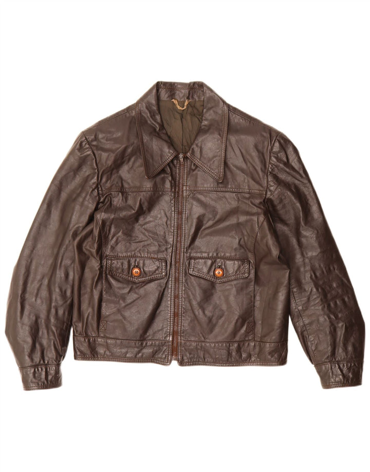 Eton Γυναικείο Δερμάτινο Μπουφάν UK 12 Δερμάτινο Μεσαίο Καφέ