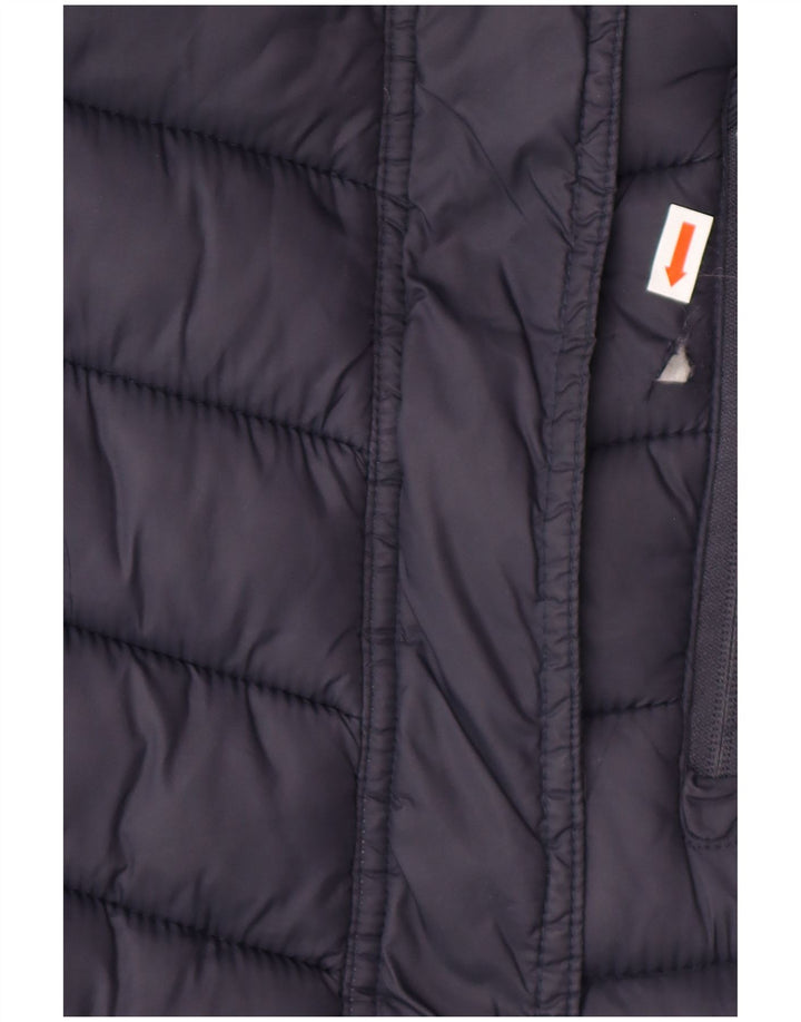 SUPERDRY Γυναικείο παλτό με κουκούλα UK 14 Medium Navy Blue Nylon