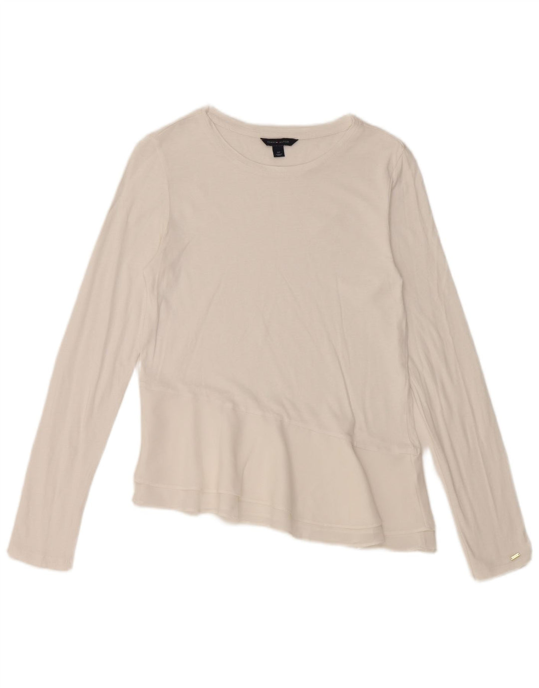 TOMMY HILFIGER Γυναικείο ασύμμετρο μακρυμάνικο τοπ UK 10 Small White