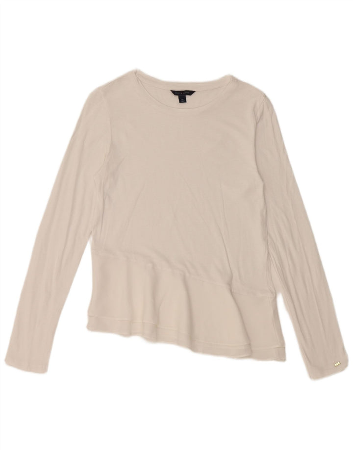 TOMMY HILFIGER Γυναικείο ασύμμετρο μακρυμάνικο τοπ UK 10 Small White