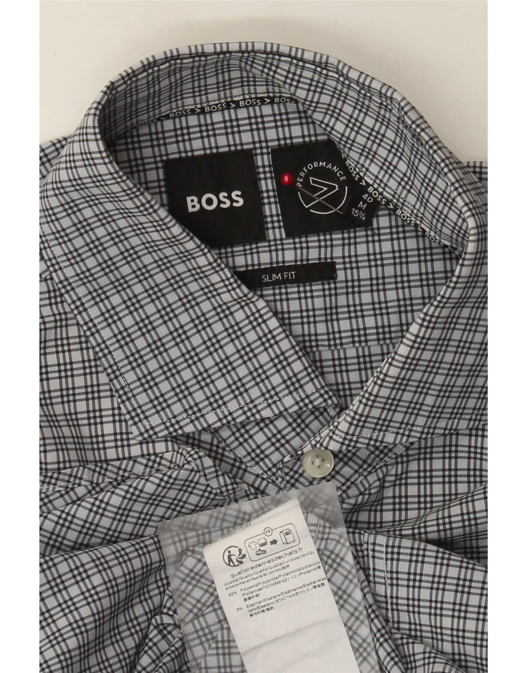 Ανδρικό πουκάμισο Hugo Boss Slim Fit Size 40 15 3/4 Medium Blue Check Polyamide