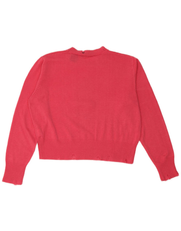 Γυναικείο πουλόβερ DESIGUAL Crop Graphic Crew Neck Jumper UK 14 Medium Pink