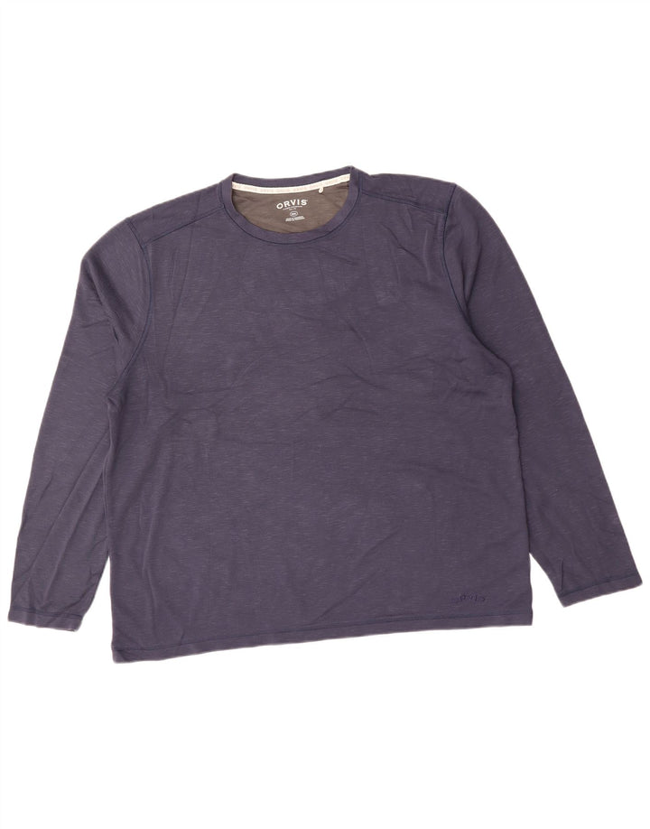 Ανδρικό μπλουζάκι ORVIS μακρυμάνικο 2XL Navy Blue Flecked Rayon