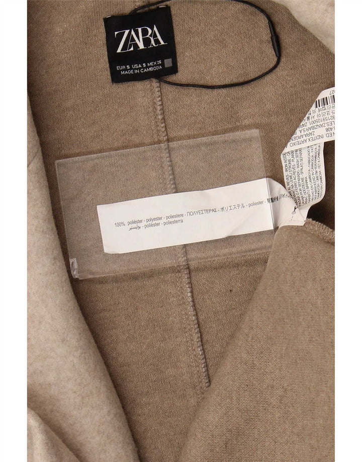 Zara Γυναικείο Ανοιχτό Πανωφόρι UK 10 Small Beige Polyester