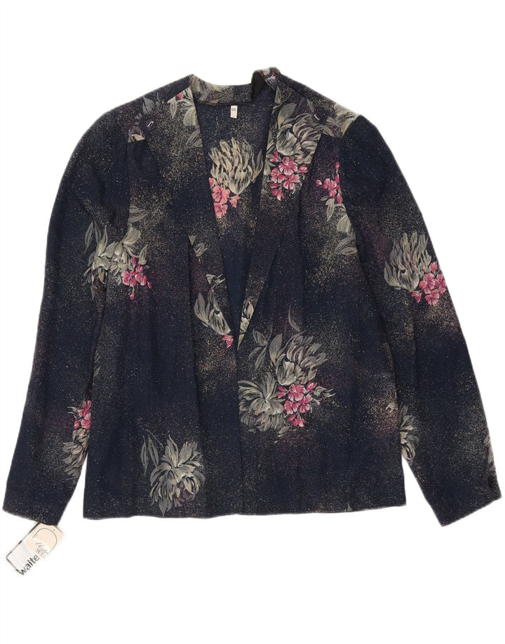 VINTAGE Γυναικείο Σετ 2 Τεμαχίων IT 50 XL Navy Blue Floral Polyester