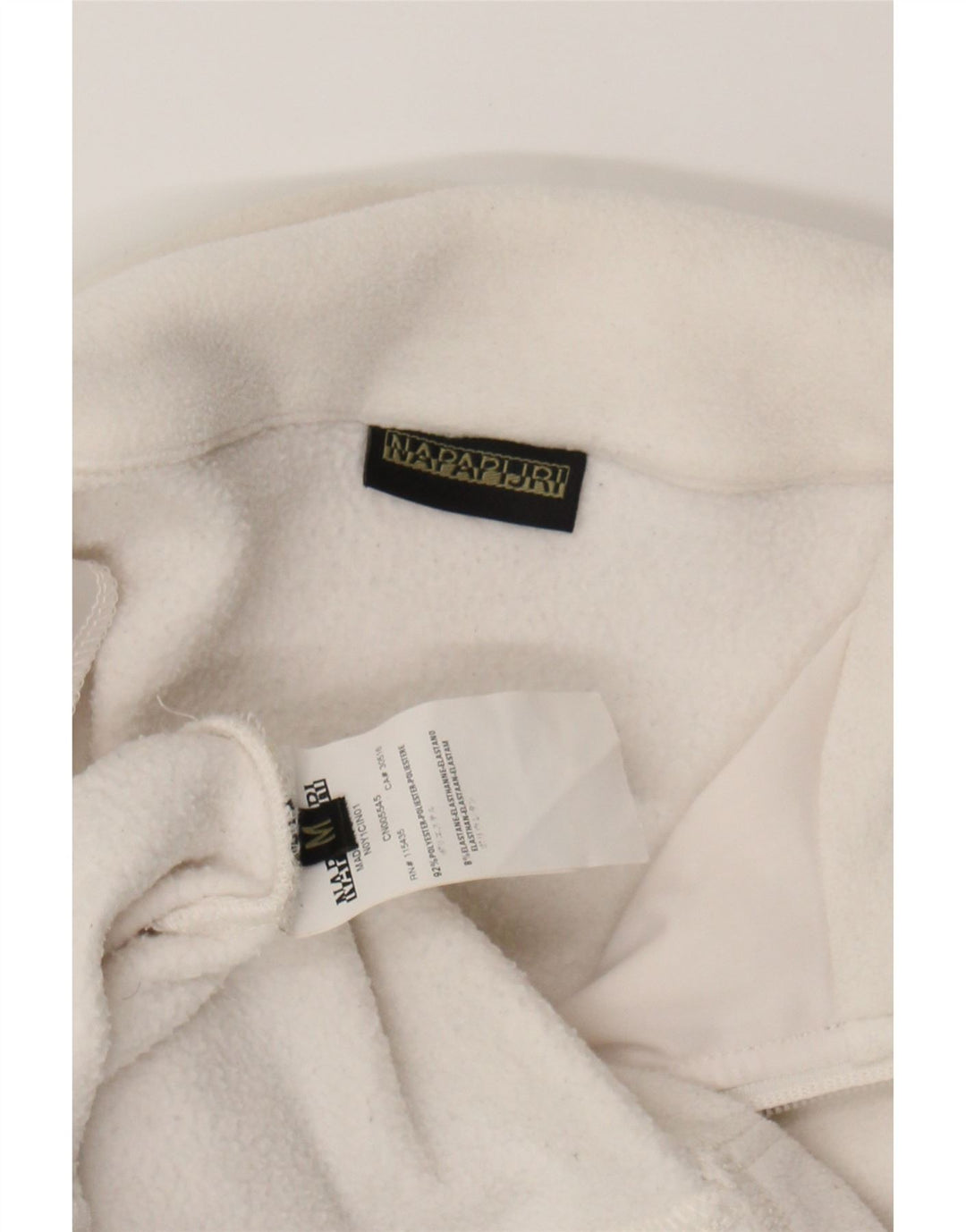 NAPAPIJRI Womens Zip Neck Fleece Jumper UK 12 Medium White Polyester Vintage Napapijri and Second-Hand Napapijri from Messina Hembry 