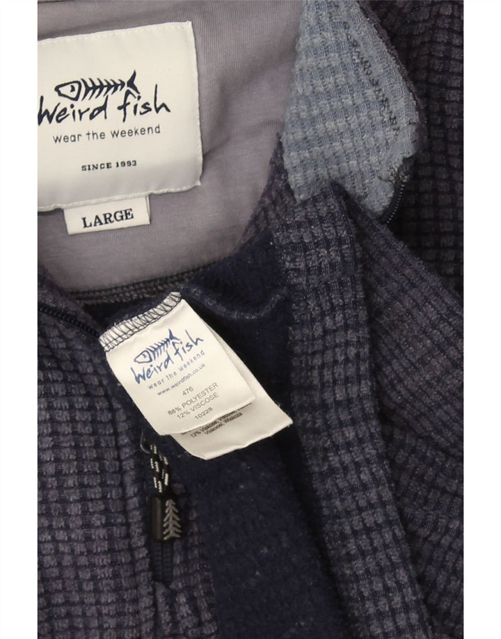 Weird Fish Mens Zip Fleece Jumper Large Navy Blue Polyester
