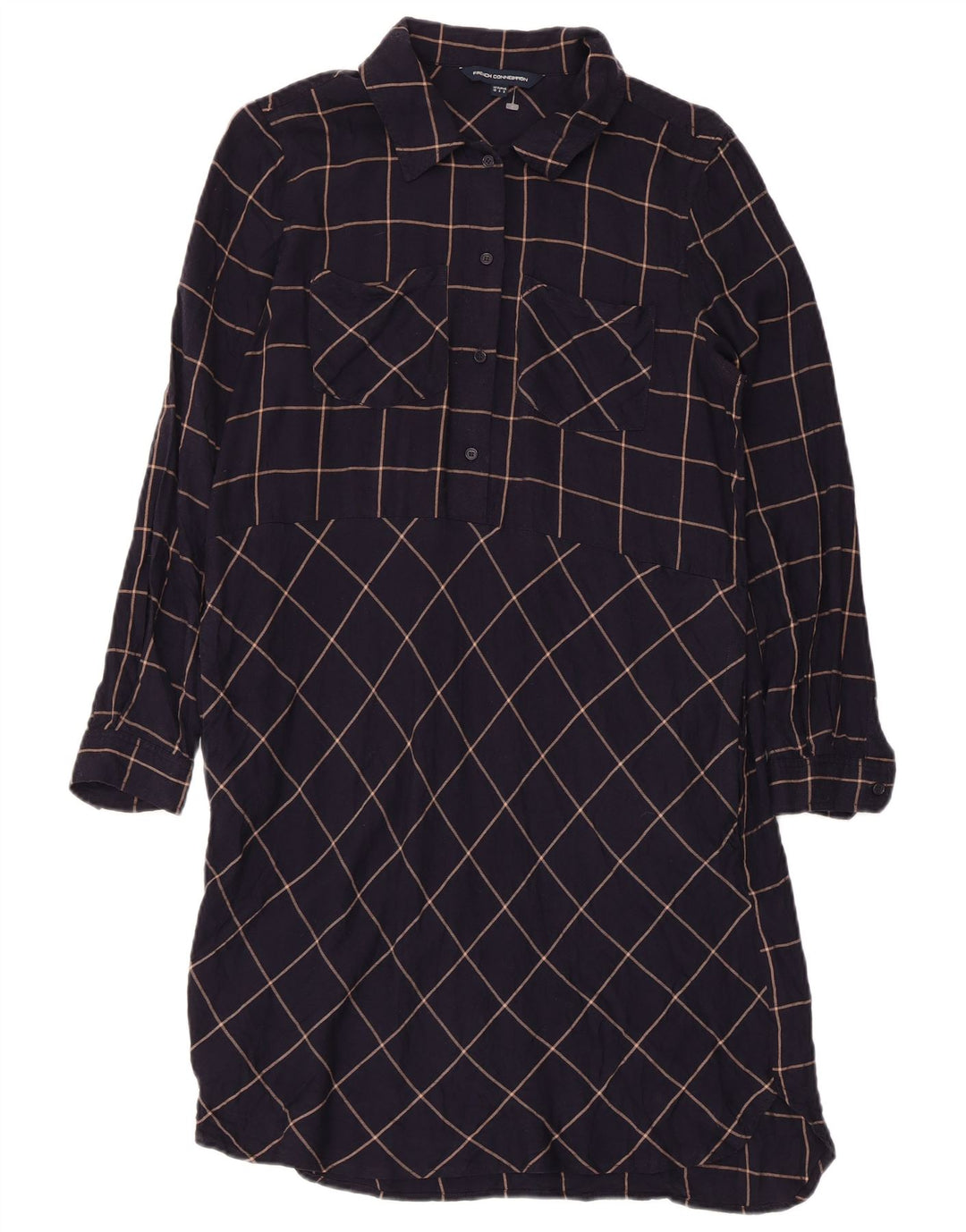 Γυναικείο πουκάμισο πουλόβερ French Connection UK 10 Small Navy Blue Check