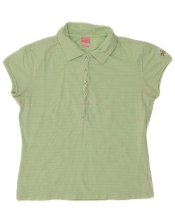 Champion Womens Slim Fit Polo Shirt UK 14 Large Green ριγέ