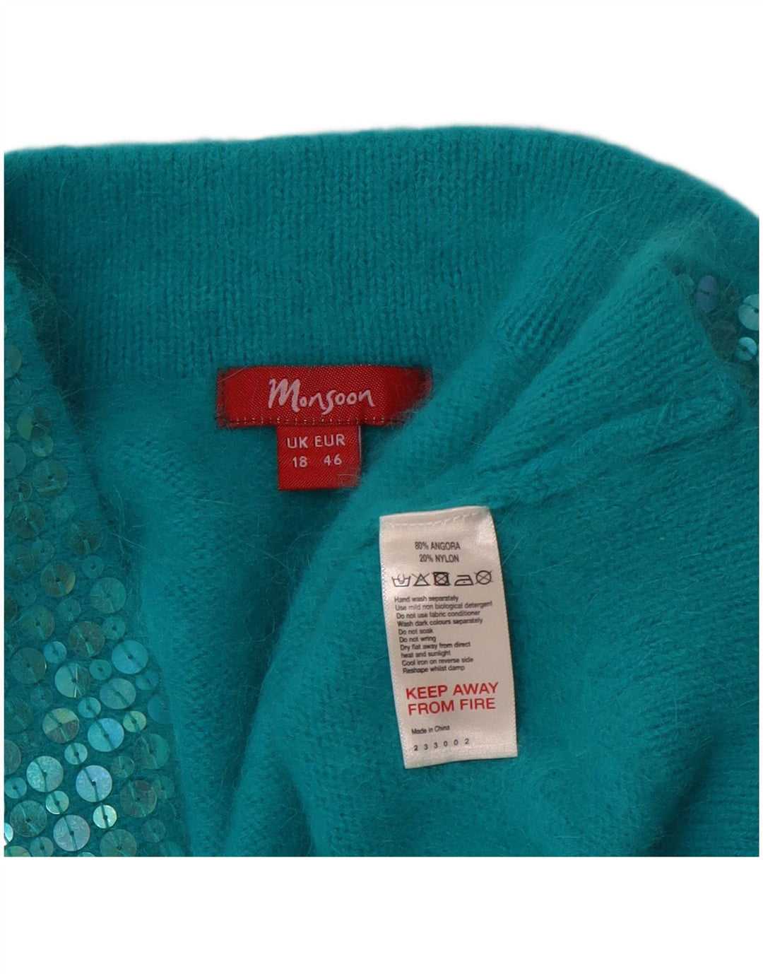 Γυναικεία MONSOON 3/4 με ανοιχτό μανίκι Bolero Jumper UK 18 XL Blue Angora