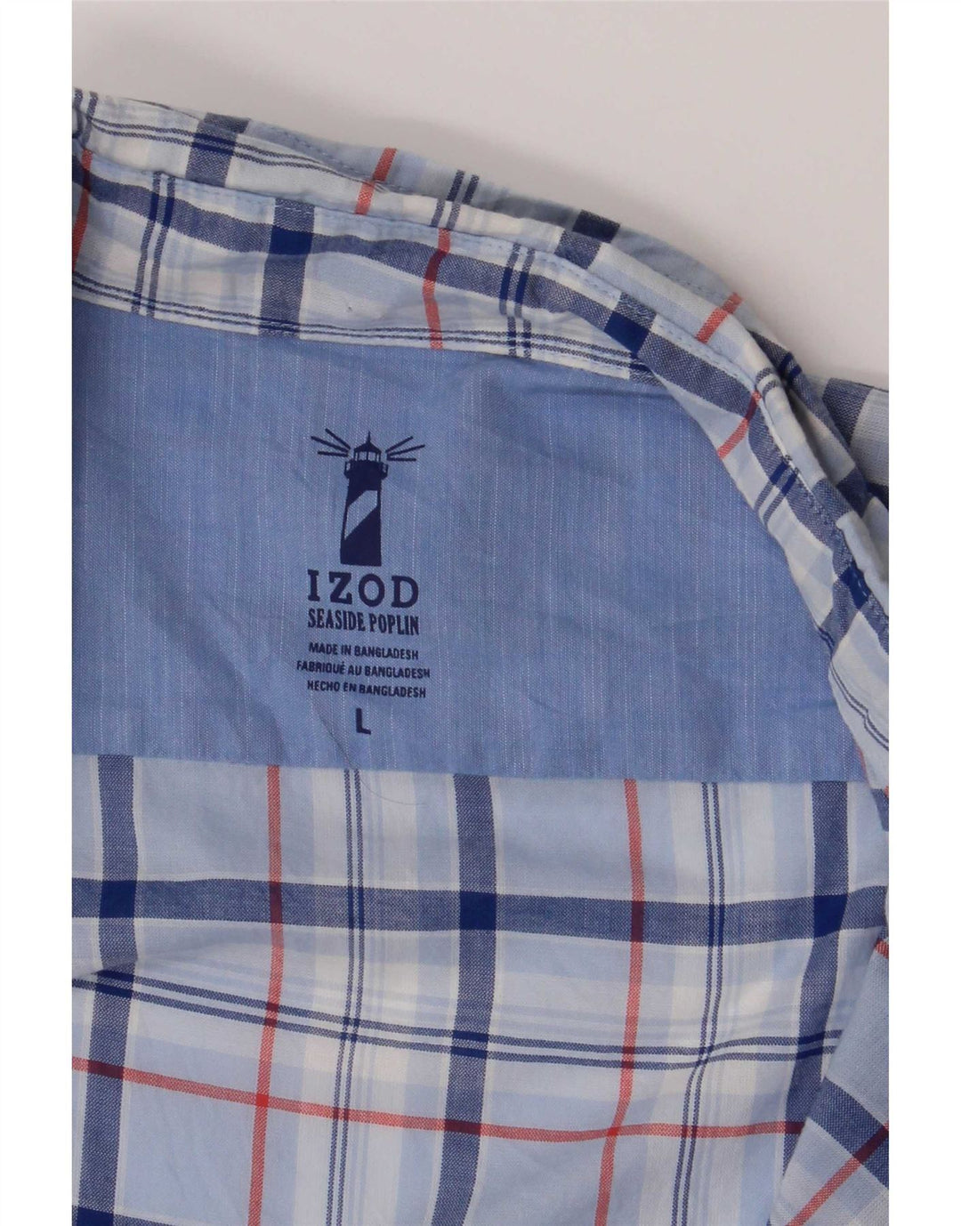 Izod Ανδρικό κοντομάνικο πουκάμισο μεγάλο μπλε καρό