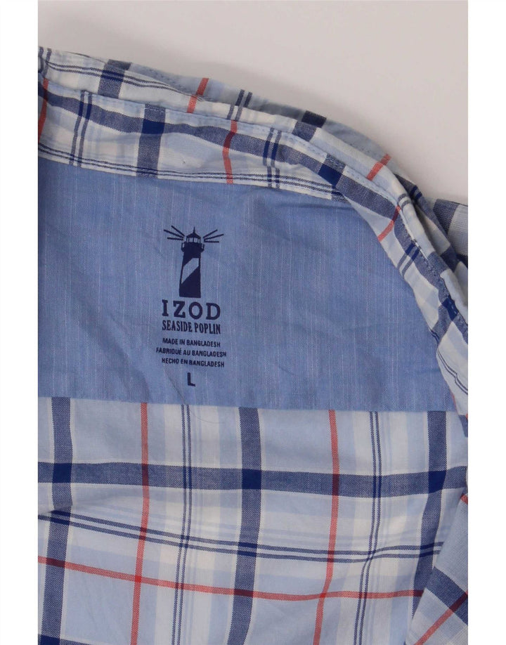 Izod Ανδρικό κοντομάνικο πουκάμισο μεγάλο μπλε καρό