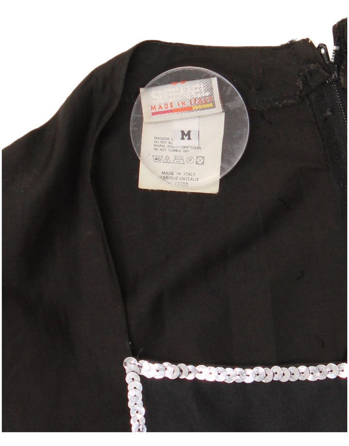 STEFANEL Γυναικείο μάξι φόρεμα UK 12 μεσαίο μαύρο βαμβακερό