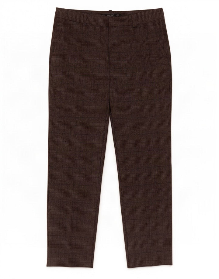 Zara Γυναικείο Cropped Παντελόνι Medium W28 L25 Καφέ Καρό Πολυεστέρας