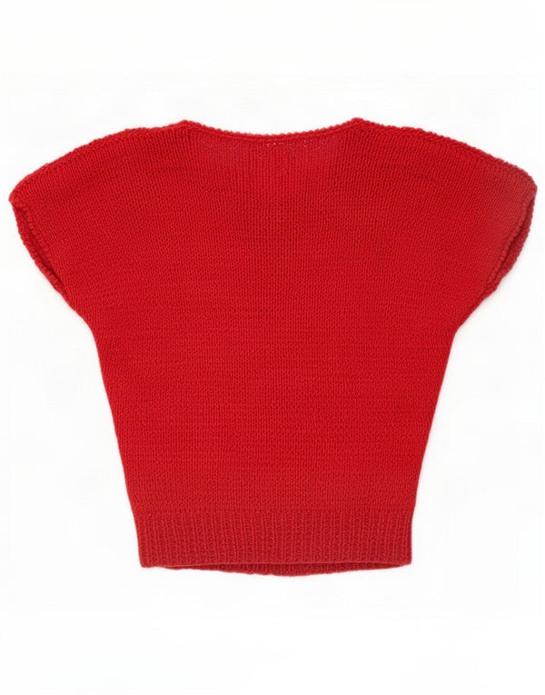 Vintage γυναικεία πουλόβερ πλεκτή μπλούζα UK 14 Medium Red
