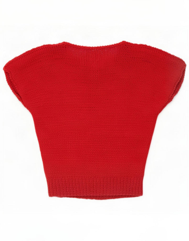 Vintage γυναικεία πουλόβερ πλεκτή μπλούζα UK 14 Medium Red