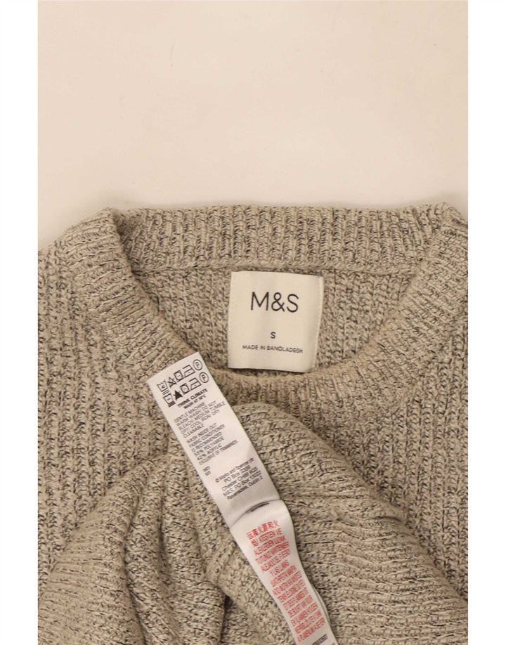 Marks & Spencer Ανδρικό πουλόβερ με λαιμόκοψη με λαιμόκοψη μικρού μπεζ πολυεστέρα