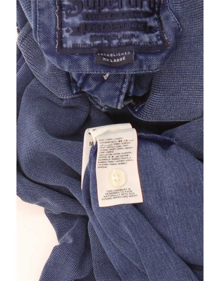 Ανδρικό μπλουζάκι πόλο Superdry 2XL Μπλε βαμβακερό