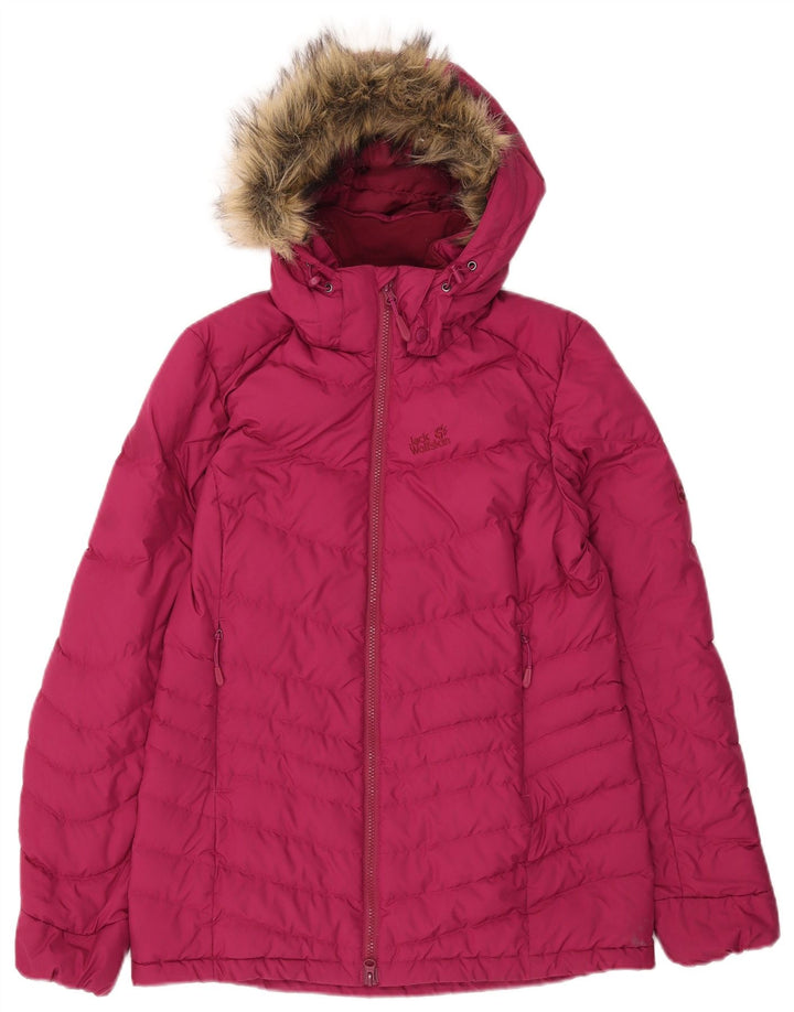 Jack Wolfskin Γυναικείο μπουφάν με κουκούλα UK 8/10 Μικρό Ροζ Πολυεστέρας