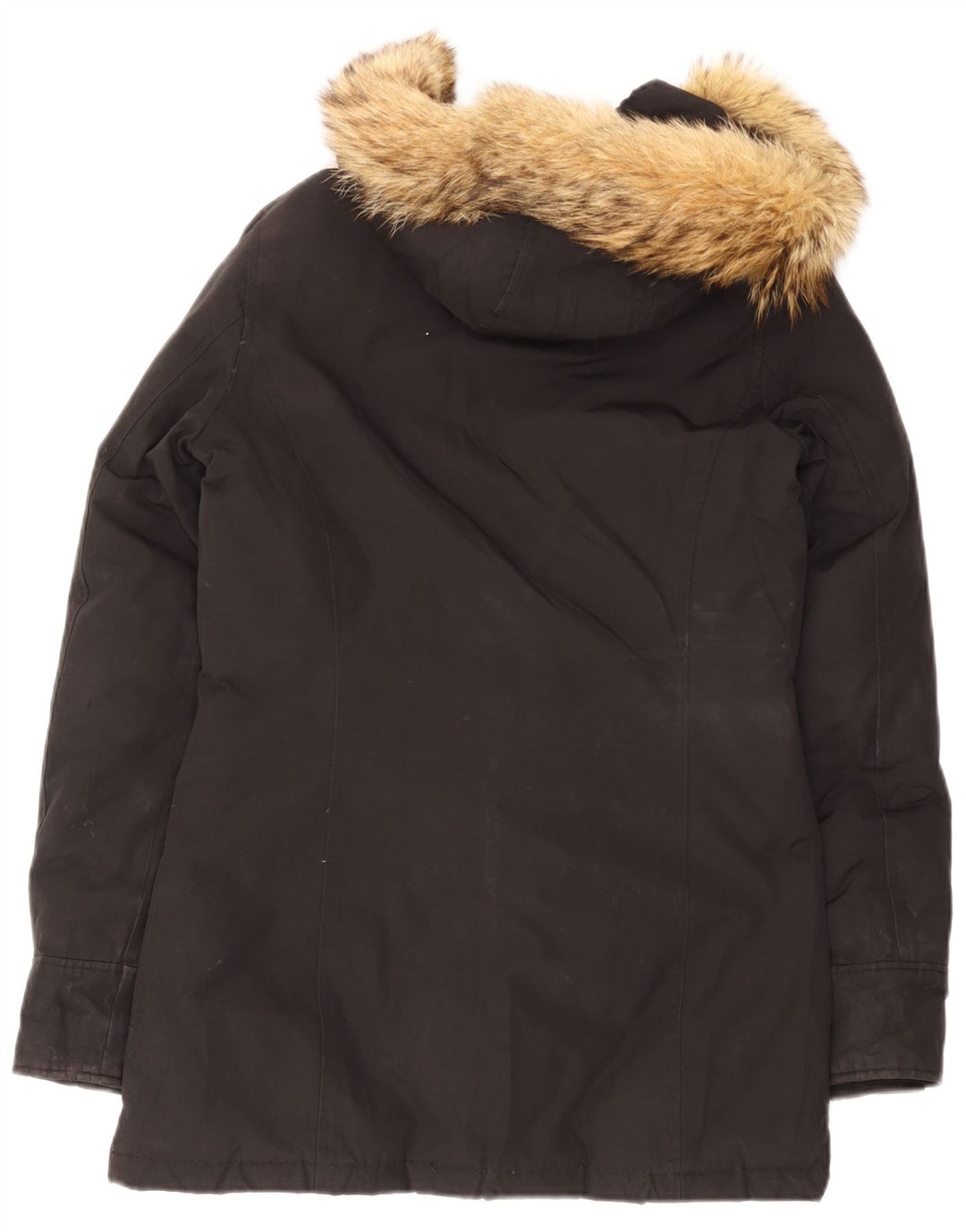 Woolrich Γυναικείο μπουφάν με κουκούλα UK 10 Small μαύρο βαμβακερό