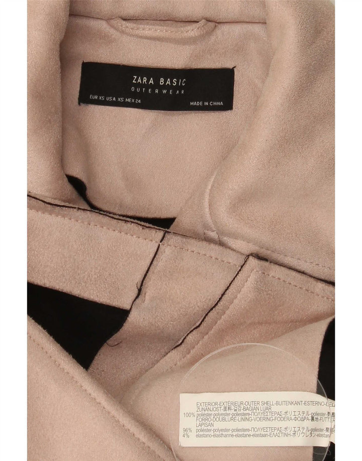 Zara Womens Crop Biker Jacket UK 6 XS Pink Polyester