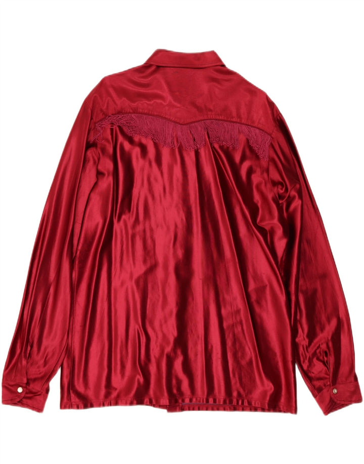 Vintage γυναικείο πουκάμισο μπλούζα UK 18 XL Red Acetate