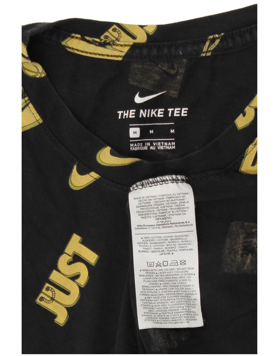 Ανδρικό γραφικό μπλουζάκι Nike τοπ μεσαίο μαύρο γεωμετρικό βαμβακερό
