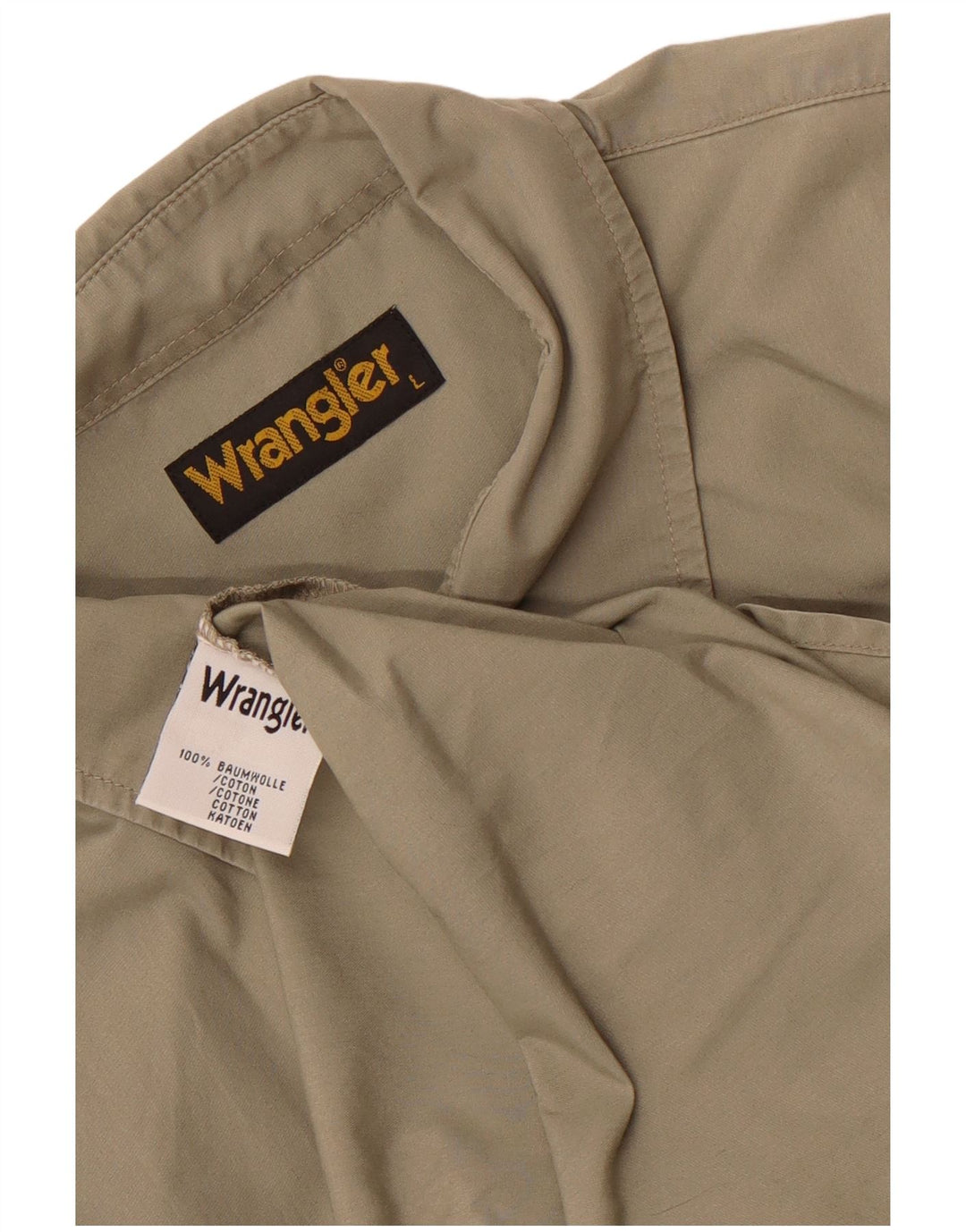 Ανδρικό κοντομάνικο πουκάμισο Wrangler μεγάλο χακί βαμβακερό