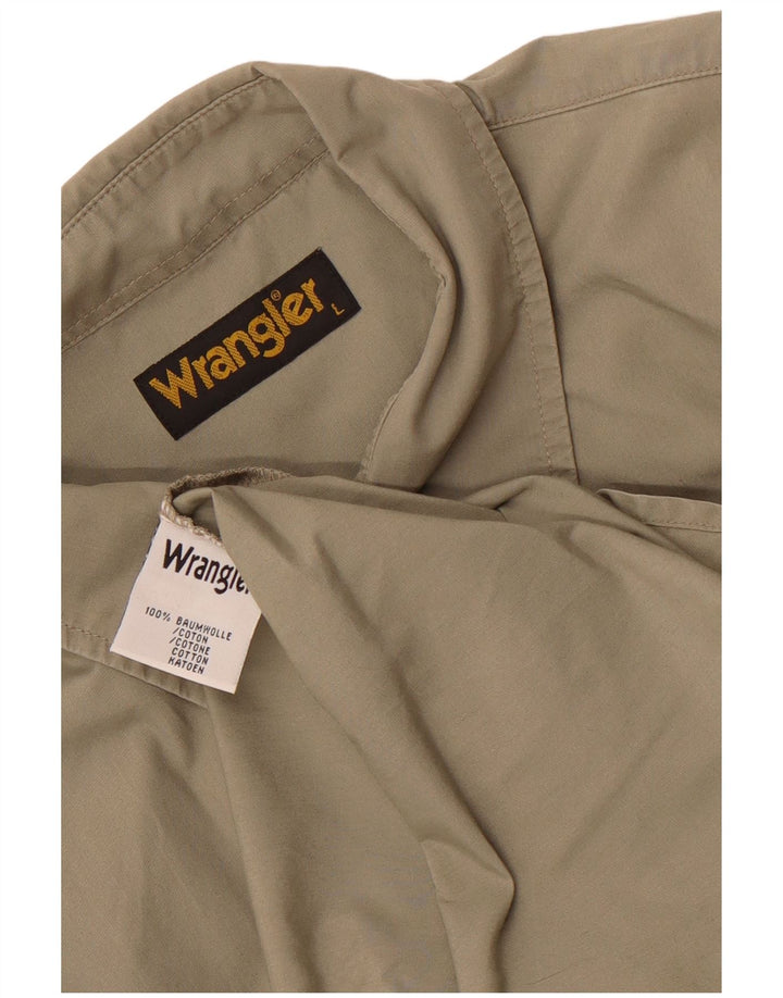 Ανδρικό κοντομάνικο πουκάμισο Wrangler μεγάλο χακί βαμβακερό