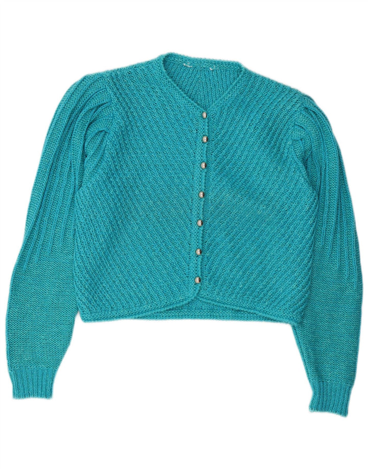 Vintage Γυναικείο Crop Cardigan πουλόβερ UK 14 Medium Blue