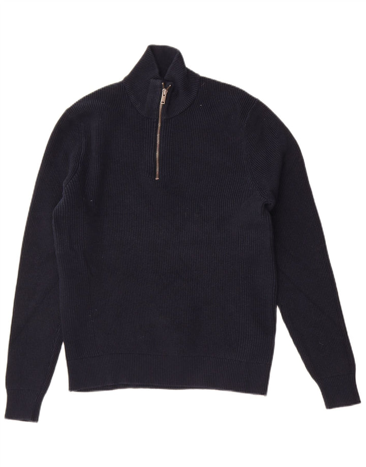 Marks & Spencer Γυναικείο πουλόβερ με φερμουάρ UK 14 Medium Navy Blue