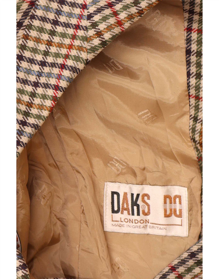DAKS Γυναικείο τζάκετ σακάκι με 2 κουμπιά UK 10 Small Beige Houndstooth