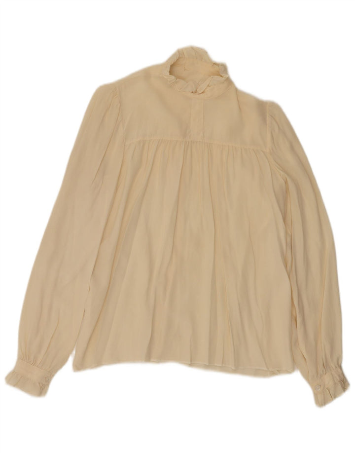 Vintage γυναικείο πουκάμισο μπλούζα UK 12 Medium Off White