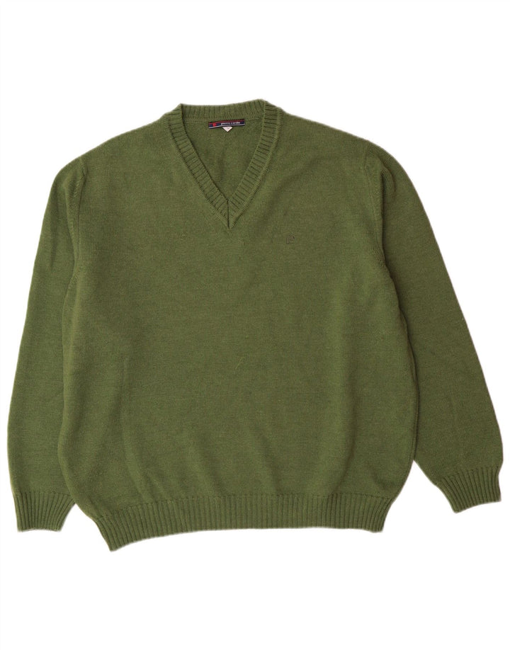 PIERRE CARDIN Γυναικείο πουλόβερ μεγάλου μεγέθους V-λαιμόκοψη UK 16 μεγάλο χακί